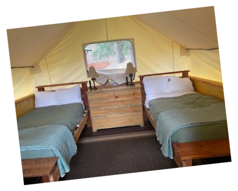 Interior tent Montana fishing trip
